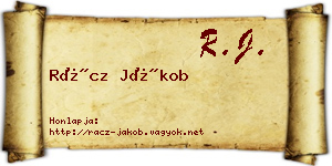 Rácz Jákob névjegykártya